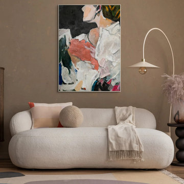Handmade textured wall painting "Abstraction of silhouette"