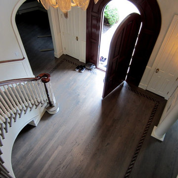 NISSEQUOGUE:  CUSTOM GREY STAIN ON RED OAK - BONA TRAFFIC HD POLY