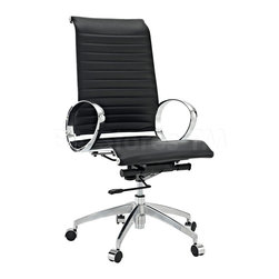 Ribbed Highback Office Chair in Black - Home Office Accessories
