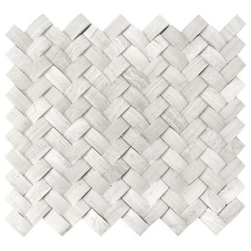 12"x12" White Oak Arched Basketweave 3D Honed Mosaic, Single Listing