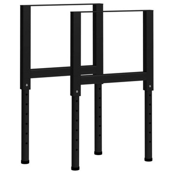 Vidaxl Adjustable Work Bench Frames 2-Piece Metal 21.7"x27.2"-37.6", Black