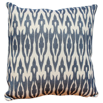 Blue And White Printed Jute Pillow