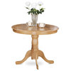 3 Pieces Dining Set, Round Table & 2 Chairs With Slatted Back, Cushioned/Oak
