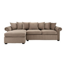 Odd Shaped Room Sectional Sofas Houzz Sofamania Traditional Modern L Shape Sectional Sofa Velvet Fabric Brown