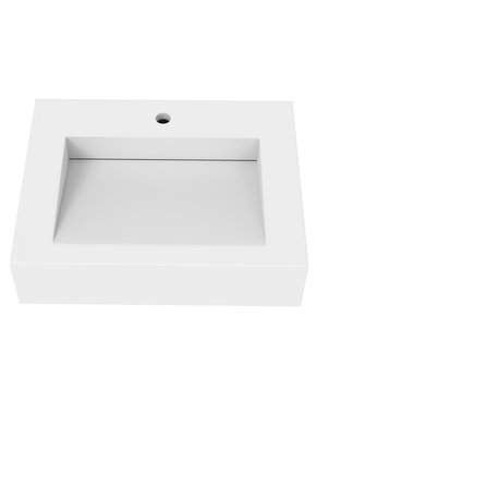 CastelloUSA Pyramid Solid Surface Wall Mounted Ramp Basin Sink, White, 24", Standard