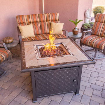 Square Marble Tile Top Fire Pit
