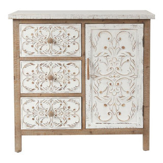 LuxenHome White MDF Wood Slim Bathroom Storage Cabinet and End Table