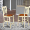 Groton Counter Stools With Wood Seat, Buttermilk and Cherry, Set of 2