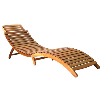 vidaXL Patio Lounge Chair Outdoor Sunbed Folding Sunlounger Solid Acacia Wood