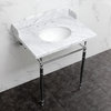 LMS3022M81 30" Carrara Marble Console Sink with Brass Legs