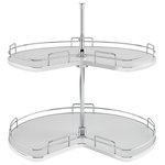Rev-A-Shelf - Solid Surface 2-Shelf Kidney Lazy Susan for Corner Base Cabinet, Gray - Maximize your corner cabinet space with Rev-A-Shelf's 53472 Series Kidney Shaped Lazy Susans. Available in double sets, these Lazy Susans feature solid bottom shelves in beautiful maple or gray or contemporary Orion gray finishes and include chrome-plated telescoping shafts with independently rotating hardware. All making the corner cabinet functional again.
