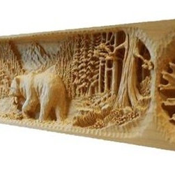 Wood Carved Bear Mantel - Fireplace Mantels