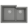Karran 32" Undermount Large/Small Bowl Quartz Kitchen Sink, Grey