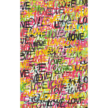 Indio Chartreuse Love Scribble Wallpaper, Bolt
