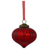3" Red Crackle Glass Onion Christmas Ornament