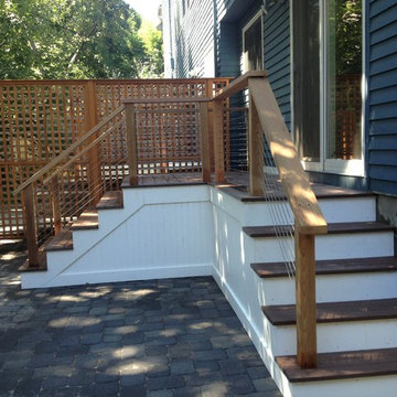 Azek deck with cable rail and cedar posts