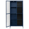 75" Contemporary Glass & Metal Display Cabinet in Blue