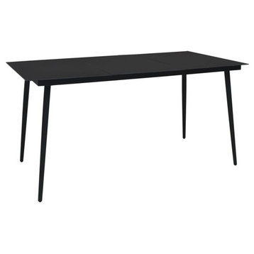 vidaXL Dining Table Outdoor Patio Table with Glass Top Garden Table Steel Black