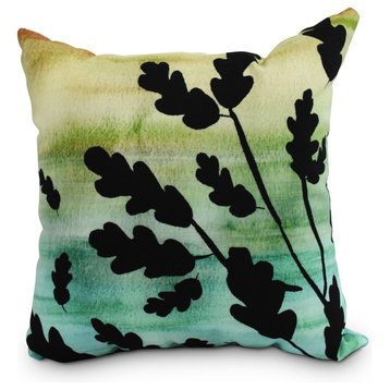 Flowing Leaves Multi Floral Print Outdoor Decorative Throw Pillow, 16"