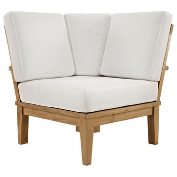 Marina Outdoor Premium Grade A Teak Wood Corner Sofa, Natural/White