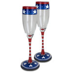 Golden Hill Studio - Stars and Stripes Champagne Flute Patriotic Collection, Set of 2 - What better way to celebrate all of the summer holidays.  Not just for the 4th of July but for all of the holidays. Start off the summer season with Memorial Day and end it with Labor Day.  Nothing like the Red, White & Blue!  This champagne flute will certainly make you think to celebrate and to be thankful! Not only do our glasses celebrate the USA they are proudly hand painted in the USA as well, by American artists.