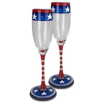 Stars and Stripes Champagne Flute Patriotic Collection, Set of 2
