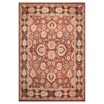 Bareens Designer Rugs - Pak Persian Augustin Red/Blue Wool Rug 8'2'' x 10'0'' - Designed with mesmerizing intricacy and gorgeous color palette, this hand-knotted masterpiece demonstrates the beauty and electrifying thrill of Pak Persian art. These meticulously hand-knotted Pak-Persian rug is made with pure wool and features breathtaking traditional, transitional, and tribal designs in bold luxurious color pallets. Known for their intricate designs these rugs are a reproduction of Persian rugs, made in Pakistan with unique Mughal designs. Made by master weavers using the same Persian texture, design and dying technique, we wanted to produce the most significant manifestation of Persian art, life, and culture. This rug is most famous for its exceptional quality, incredible designs, patterns, and vibrant rich color. Pak-Persian rugs made with Persian weave with high knot counts, which enables the high intricacy and detail found in the patterns are also referred to as "State of art", each color adds a rich beautiful detail in the artwork of this rug. The design, color, and beautiful chromatic composition with a vibrant sheen with intricate designs, exude beauty, elegance, and quality make this rug a masterpiece of its own.