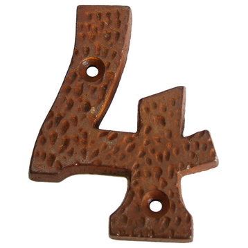RCH Hardware Iron Modern Farmhouse House Number, 3", Rust, 4