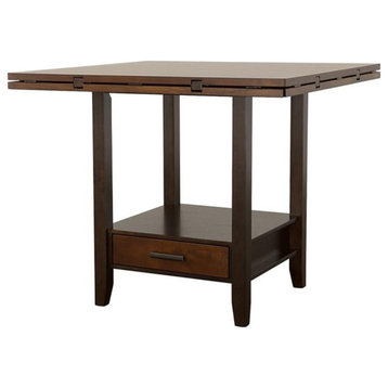 Coaster Sanford Wood Round Counter Height Table Drop Leaf Cinnamon and Espresso