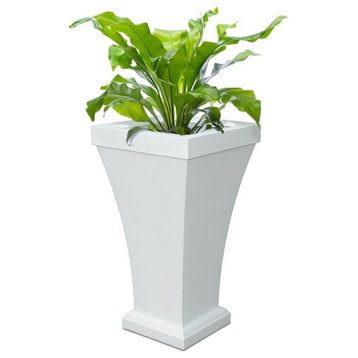 Mayne Bordeaux 40" Tall Traditional Plastic Planter in White