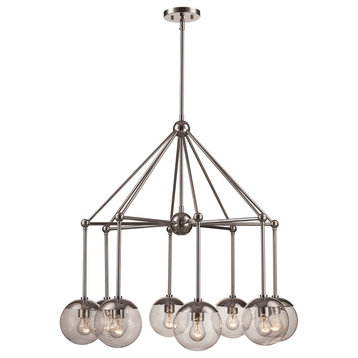 Riviera 8-Light Pendant, Polished Chrome With Clear Glass