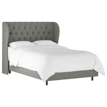 Bradwell Queen Tufted Curved Wingback Bed, Zuma Charcoal