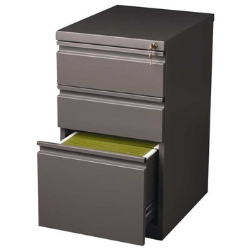 Pemberly Row 20" 3-Drawer Modern Metal Mobile Pedestal File Cabinet in Espresso