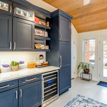 Blue and White Kitchen and converted Breezeway