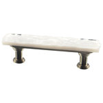 Glass Storm Studios - White Handmade Glass, Pull - Textured and layered pearlescent white glass. All our products are handmade to order.  Important: Do not use an electric drill or electric screwdriver.