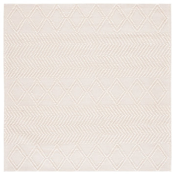 Safavieh Couture Natura Collection NAT335 Rug, Ivory/Black, 6'x6' Square
