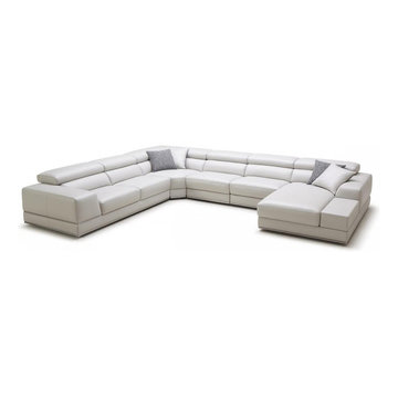 Modern White Leather Sectional Sofa