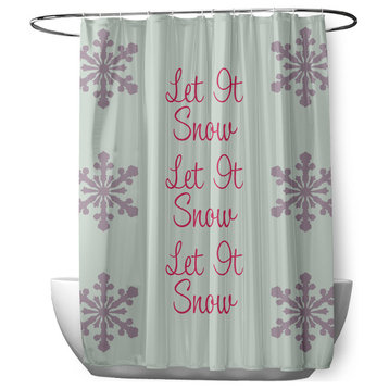 70"Wx73"L Let It Snow Shower Curtain, Breezy Green
