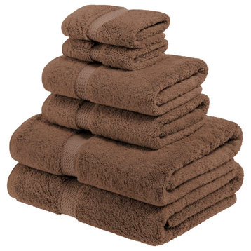 6 Piece Egyptian Cotton Quick Drying Towel Set, Chocolate