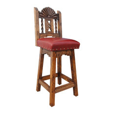 San Juan Southwestern Swivel Stool, Leather, 30" Seat Height
