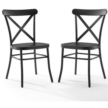 Crosley Furniture Camille Metal Dining Side Chair in Matte Black (Set of 2)