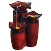 3-Tier Pot Floor Fountain with LED Lights Red