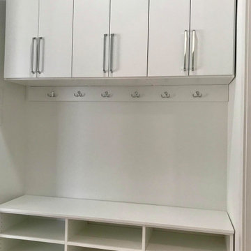 Mudroom with Cabinets, Coat Hooks, and Shelving