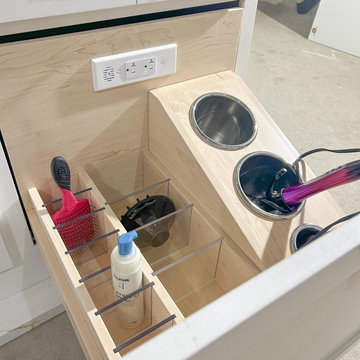 Contemporary Custom Vanity with In-Drawer Styling Station