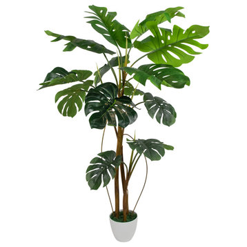 4.25' Monstera Artificial Plant, a White Textured Pot