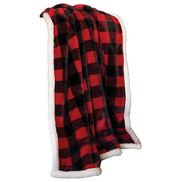 Lumberjack Red Plaid Extra Plush Sherpa Throw Blanket