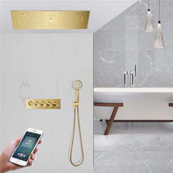 BathSelect Rainfall Musical Shower System With Hand Shower, Style D-Phone Control Light - Showerheads And Body Sprays