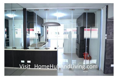 Stylish Designed Modern Kitchen (Counter Top Island) with Frameless Door System