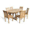 Grade A Teak, 66",  Extension Table With Designer Stacking Chairs