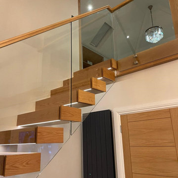 New Oak Cantilever Staircase With Lighting